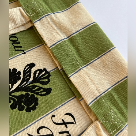NWOT - Sézane Bonjour Texas Canvas Tote Bag Green Stripes - Picture 6 of 13
